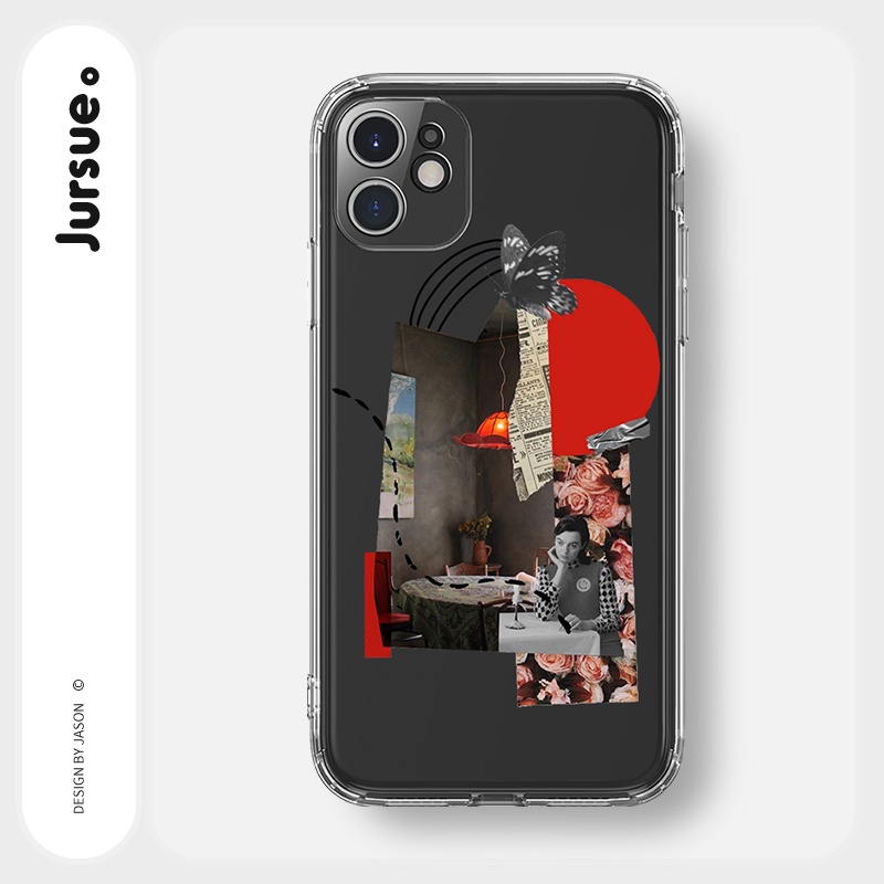 Ốp lưng JURSUE mềm chống sốc hình độc lạ ngộ nghĩnh  cho iPhone 13 12 11 Pro Max SE 2020 X XR XS ip 8 7 Plus Y1943