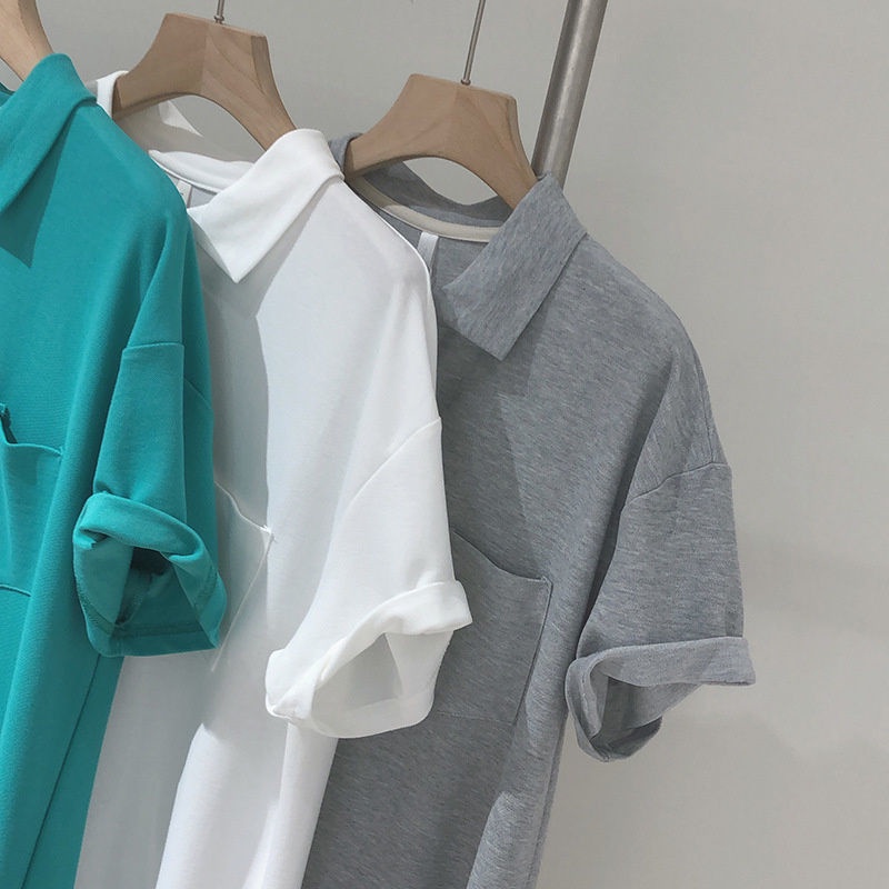 Đầm POLO Thể Thao Tay Ngắn Dáng Rộng Dài Qua Gối Có Size Lớn Thời Trang Mùa Hè Cho Nữ