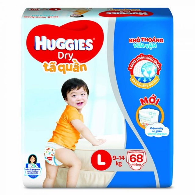 Bỉm - Tã quần Huggies size L - 68 miếng (Cho bé 9 - 14kg)