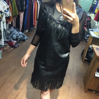 Sale váy da phối ren