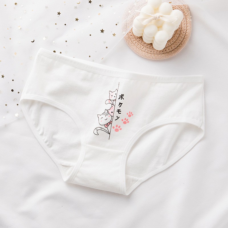 Set 5 quần lót nữ cotton dễ thương họa tiết mèo Go out_NuciFera