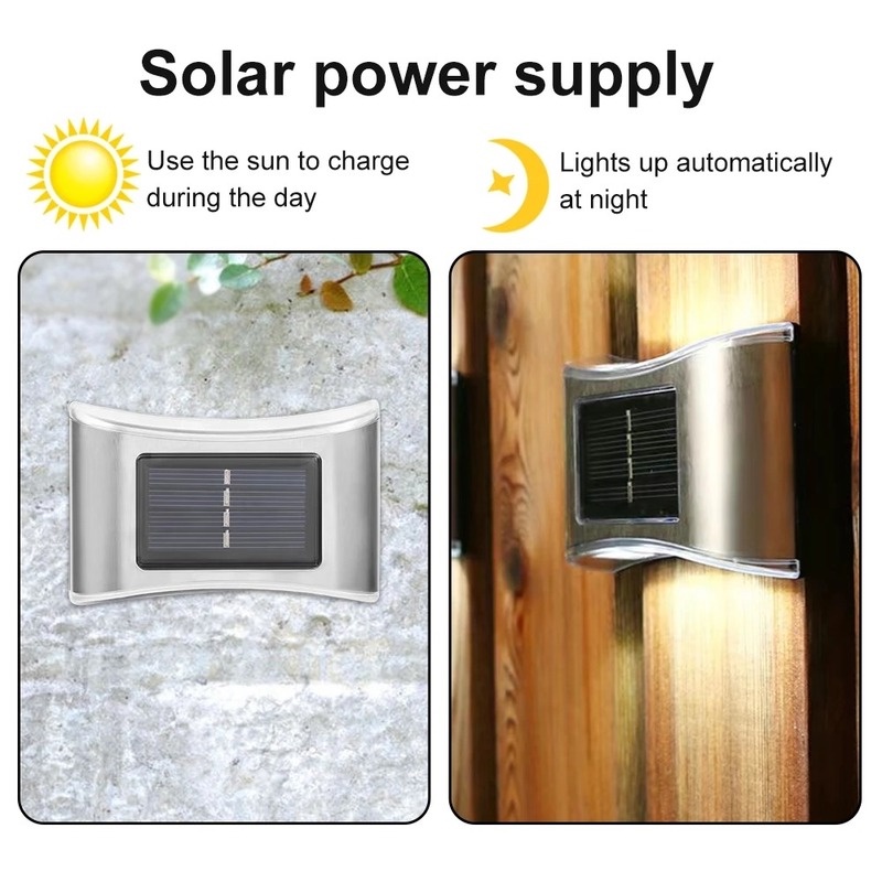 Đèn LED Inox Gắn Tường Chạy Bằng Năng Lượng Mặt Trời Chống Mưa Tiện Dụng