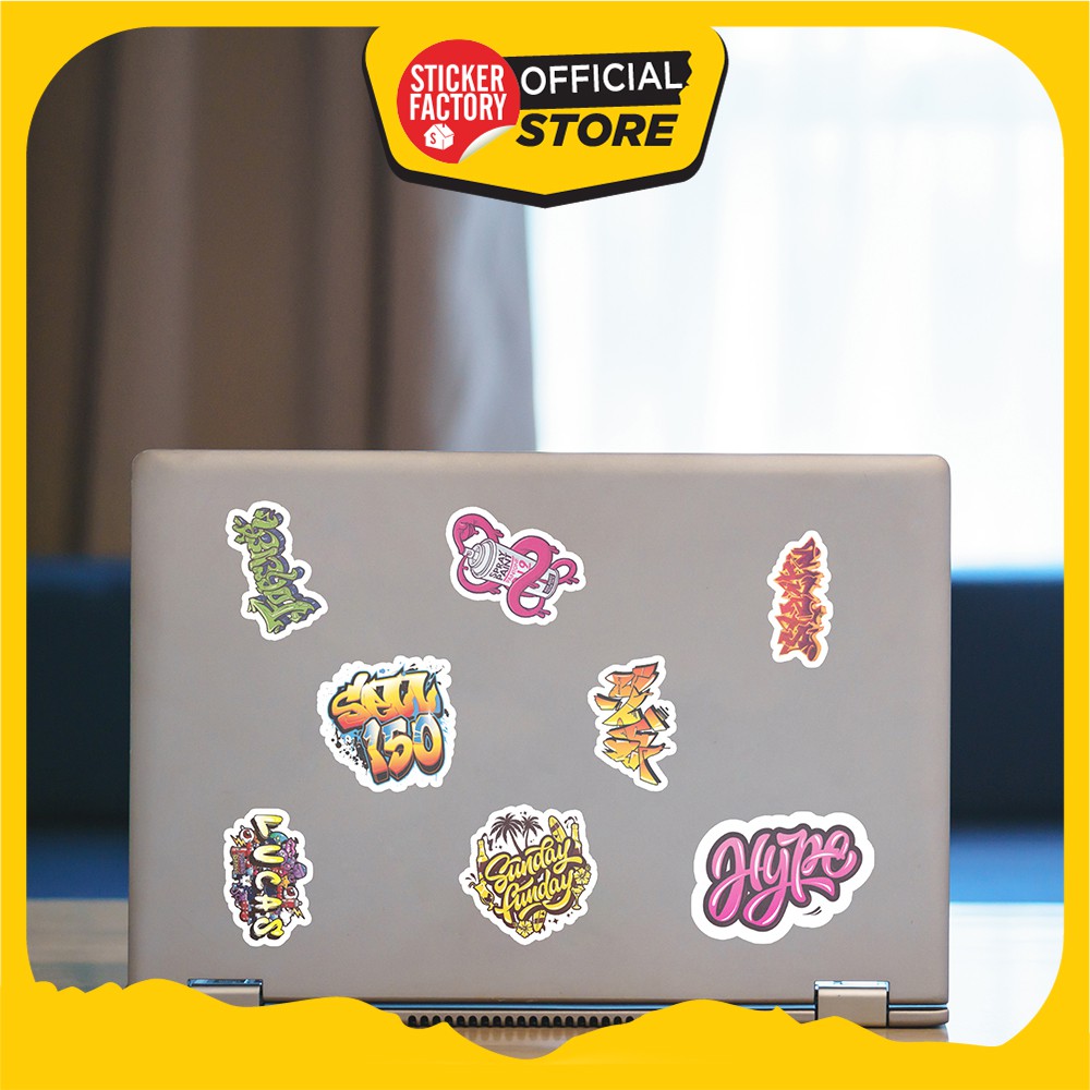 Hộp set 30 sticker decal hình dán nón bảo hiểm , laptop, xe máy, ô tô STICKER FACTORY - Graffity