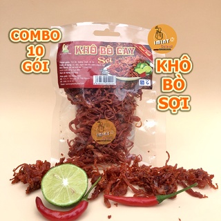 COMBO 10 GÓI KHÔ BÒ SỢI CAY - KHÔ GÀ LÁ CANH (GÓI 50G) IMINT FOOD
