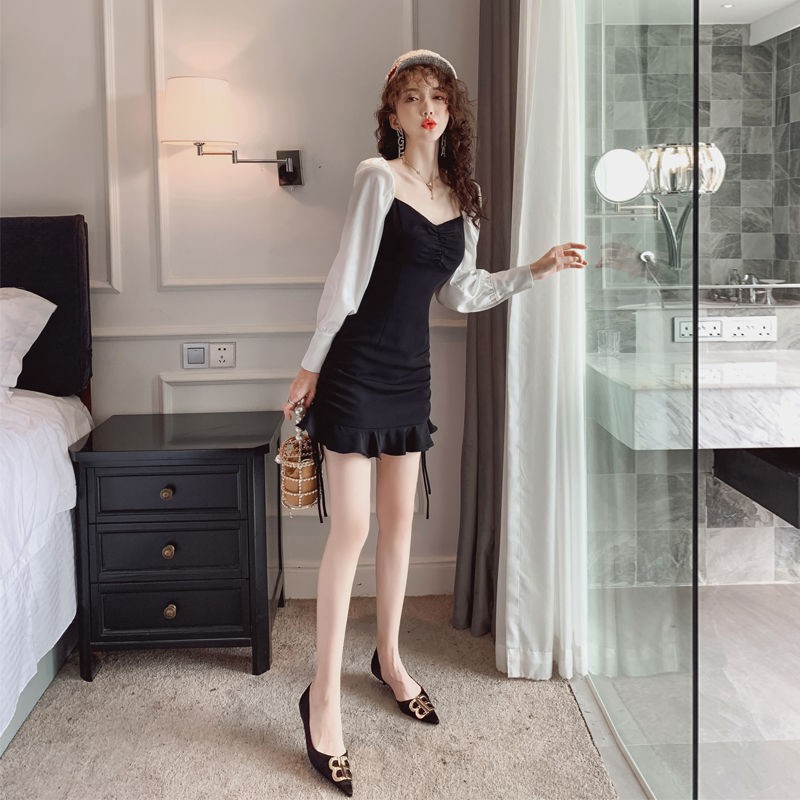 Đầm nữ , váy đầm đuôi cá rút dây , tay áo dài bồng bềnh dáng váy ôm body siêu cực hót ATILA.SHOP | BigBuy360 - bigbuy360.vn