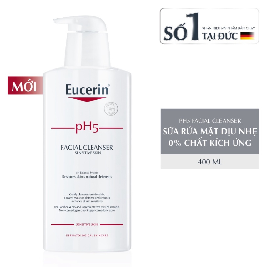 Sữa Rửa Mặt Eucerin PH5 Cho Da Nhạy Cảm 400ml - Facial Cleanser Sensitive - Bác Sĩ Hoa