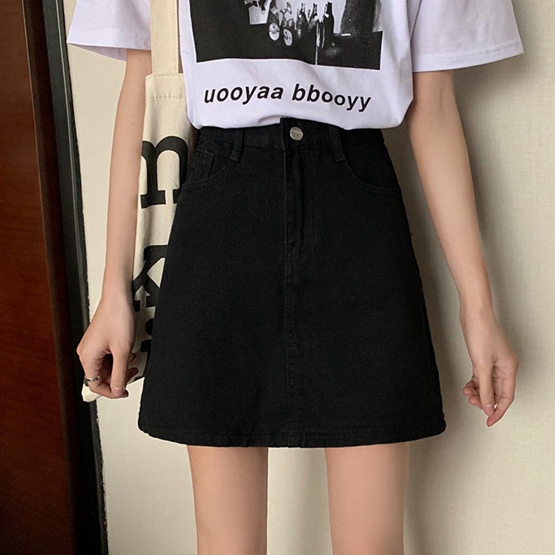 Chân Váy Jeans Lưng Cao Thời Trang Hàn Quốc