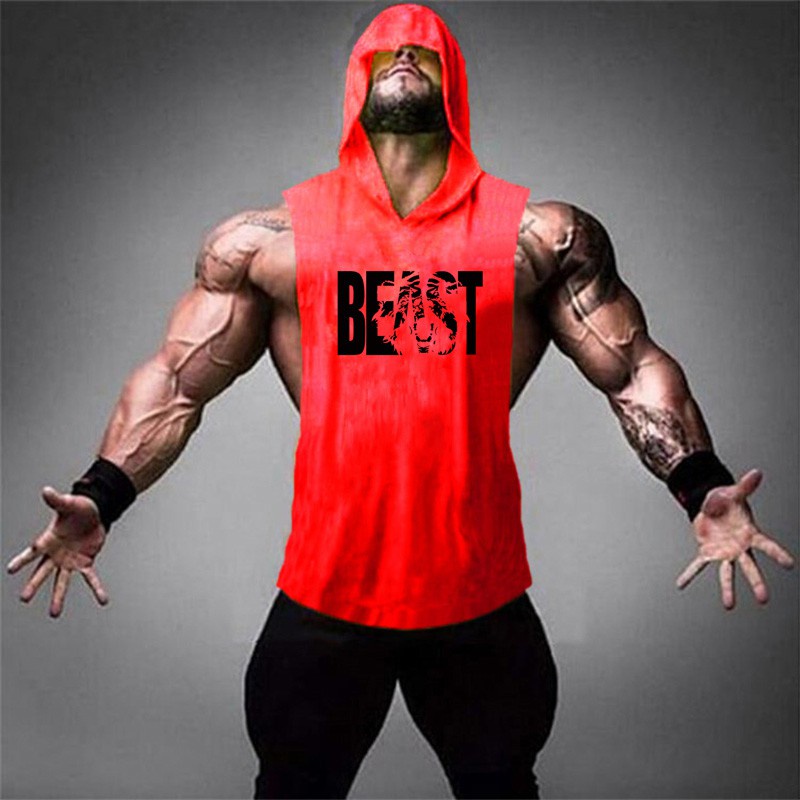 Áo hoodie in chữ Beast tập Gym