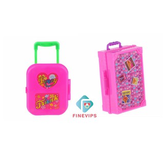 Finevips Cute Pink Plastic Rolling Suitcase Luggage Box for Doll