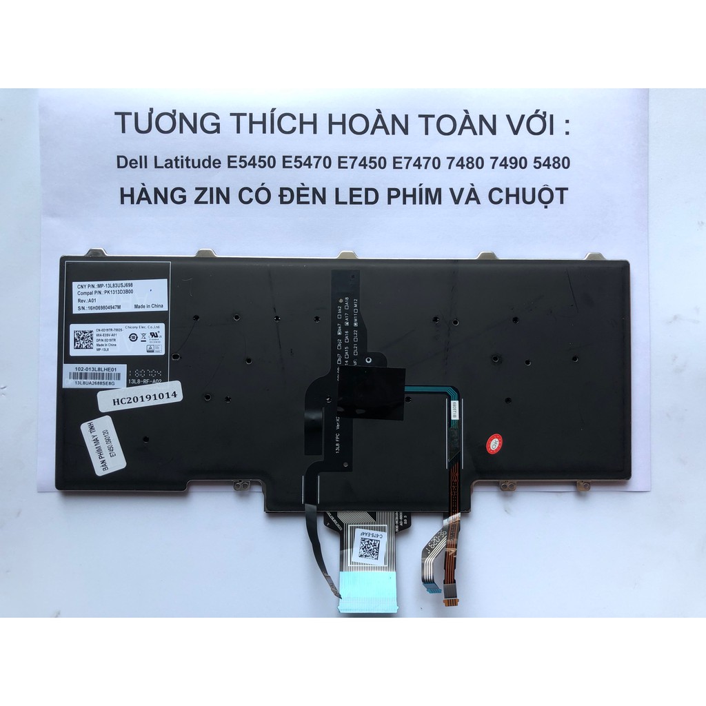 Bàn Phím Laptop Dell Latitude E5450 E5470 E5450 E7280 E7470 7480 7490 5480 Loại có Chuột và có LED