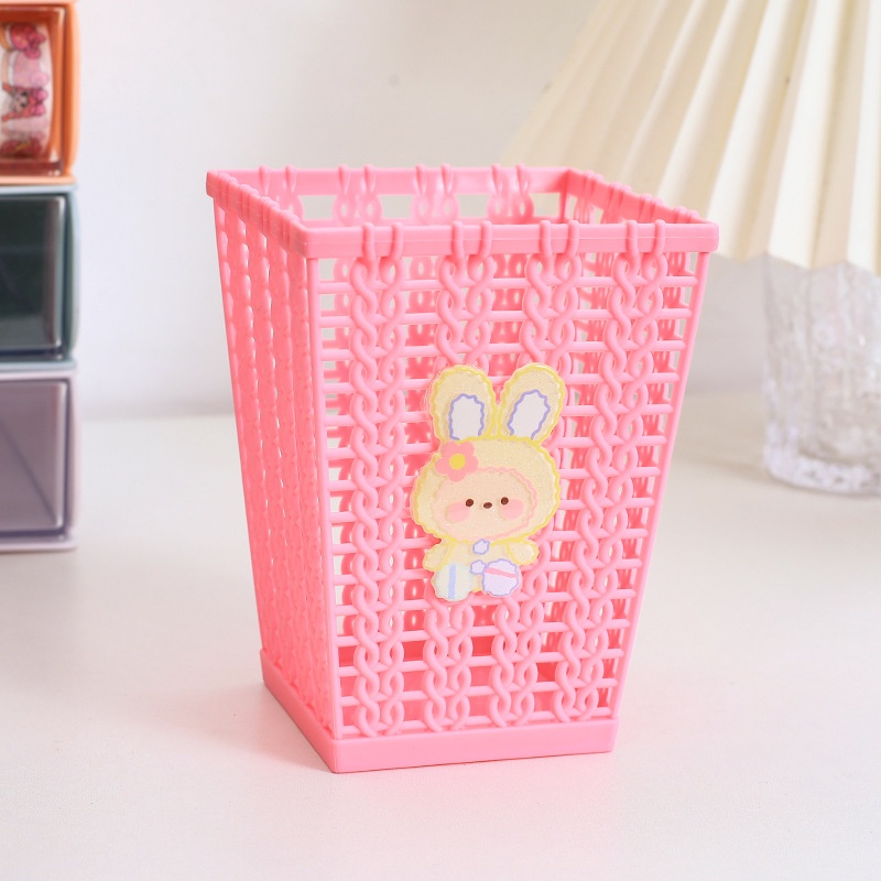 Ống cắm bút giỏ đan hình vuôngGIADUNGTONGKHO1cốc bút decor bàn học kèm sticker siêu dễ thương, ống đựng bút để bàn