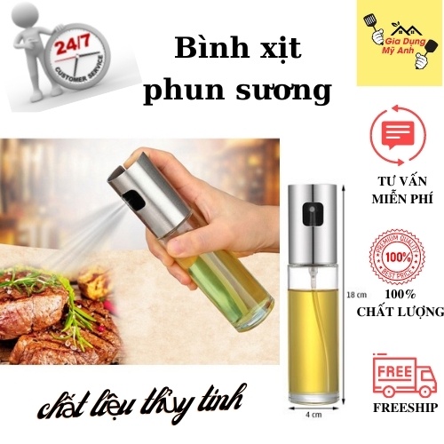 Bình Xịt Dầu Ăn Thủy Tinh, Chai Xịt Dầu Ăn Phun Sương Dùng Cho Nồi Chiên, Salad, Nướng 100ml