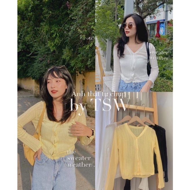 Áo khoác cardigan mỏng mongtoghi tay loe ( Ảnh thật )