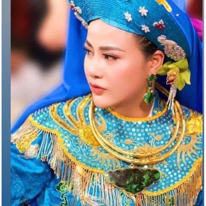 Phụ kiện hầu đồng - xây cườm vàng đẹp - xây cổ hầu đồng - xây hầu