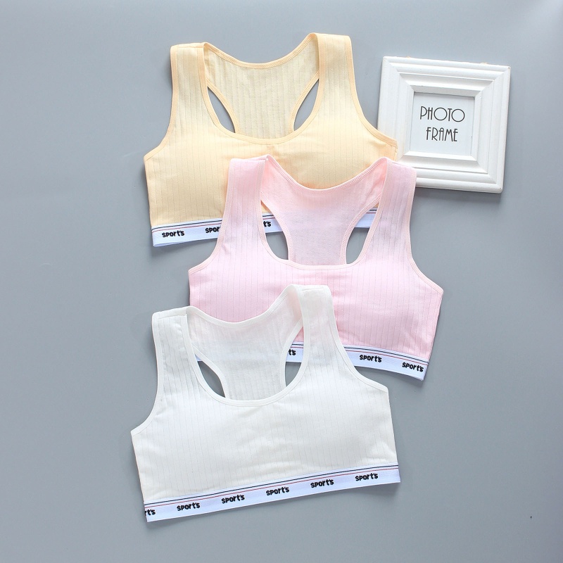 Haha Áo Ngực Thể Thao Có Đệm Nâng Ngực Màu Trơn In Chữ Racerback Dành Cho Tuổi Teen Nữ