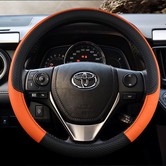 Vỏ Bọc Vô Lăng Xe Hơi Toyota Camry Vios Altis Rush Avanza Vellfire Hilux Wish Innova 38cm Bằng Da PU Chống Trượt