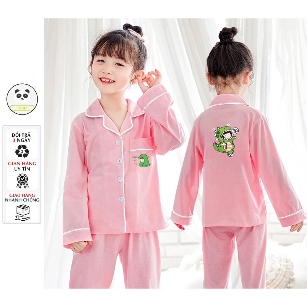 Đồ bộ bé gái bé trai pijama mặc nhà size đại in hình dễ thương vải kate dày dặn HD247 0319