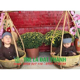 Thúng tre cạp dây vàng, đựng gạo, rau củ, hoa quả
