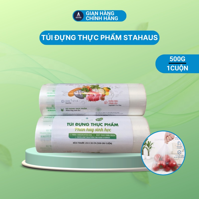 Túi đựng thực phẩm tự hủy sinh học Stavian 500gam/1cuộn bảo quản thực phẩm rau củ quả thịt cá trong tủ lạnh