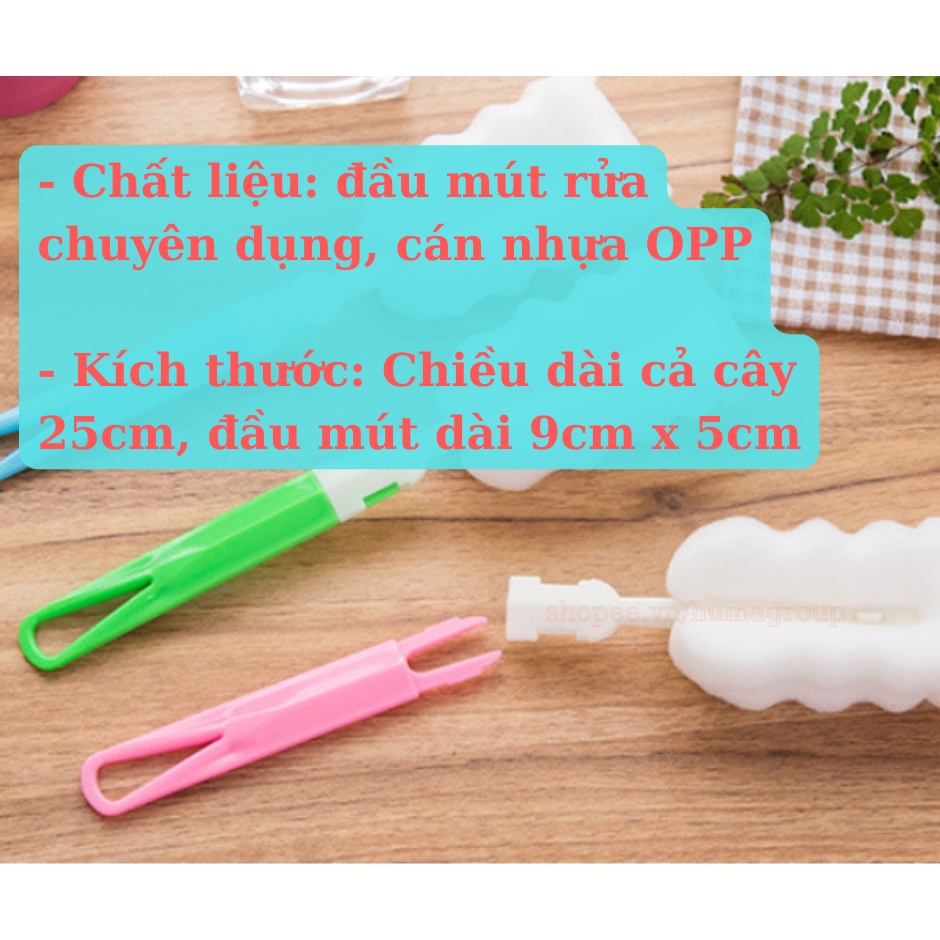 Dụng Cụ Cọ Rửa Cốc Chén, Bình Sữa Bằng Bọt Biển Có Thể Tháo Rời Tiện Lợi