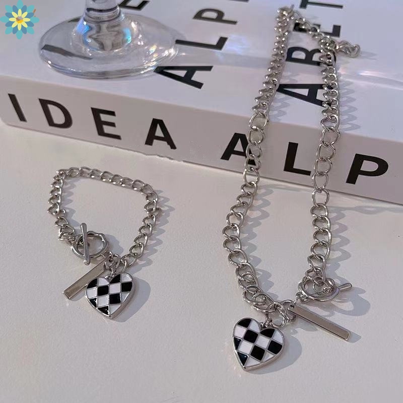 Vòng cổ/ Vòng Tay Mặt Trái Tim Kẻ Caro Thời Trang Hàn Quốc Độc Đáo