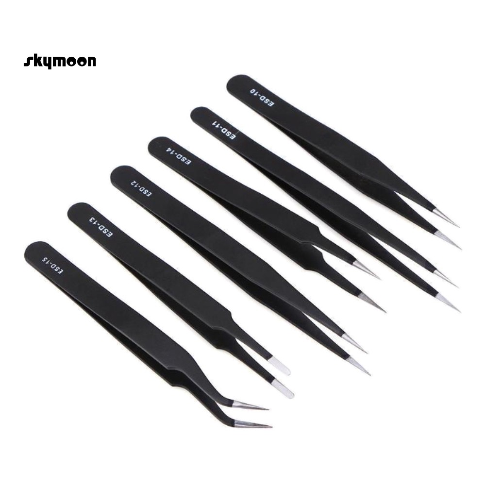 Set 6 nhíp sửa chữa đồ dùng gia dụng chống tĩnh điện bằng chất liệu thép các bon siêu bền
