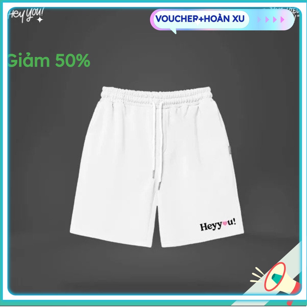 Quần đùi ngắn ống rộng nam nữ Yinxx, quần short vải lưng thun màu đen - trắng