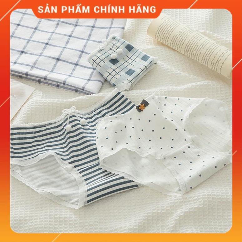 Quần Lót Nữ ❤️ Quần Cotton Nữ Gân Tăm Dễ Thương Kháng Khuẩn 0126