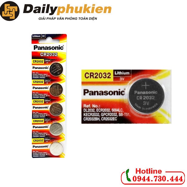 Pin CR2032 Panasonic 3V Lithium vỉ 1 viên, 3 viên, 5 viên dailyphukien