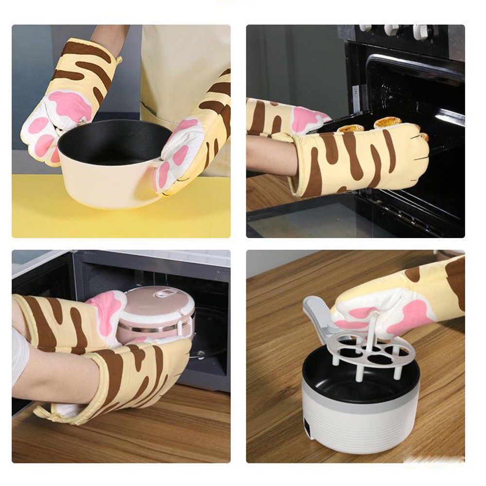 Epoch Găng Tay Cotton Dày Dặn Chịu Nhiệt Hình Chân Mèo Dễ Thương Cho Nhà Bếp