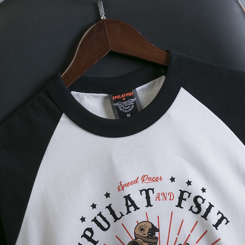 Áo Thun Nam In Hoạ Tiết  Biker Cổ Điển, Tay Áo Raglan Cá Tính, Phong Trần , Bụi Bặm | BigBuy360 - bigbuy360.vn