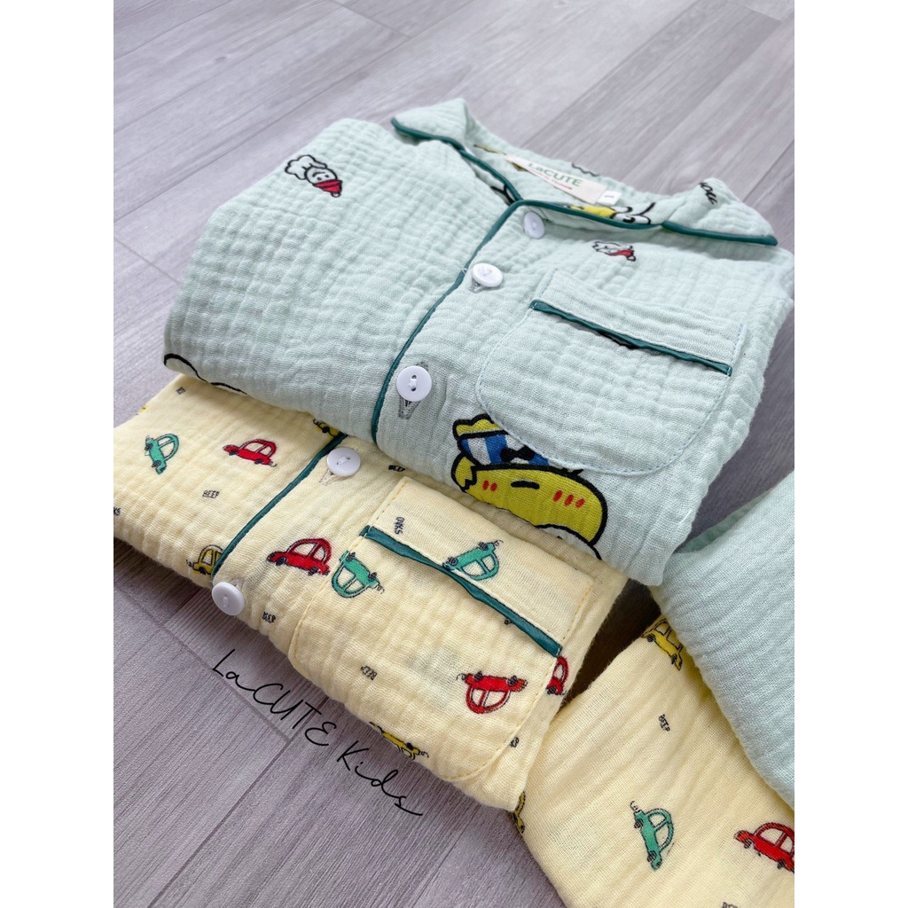 Bộ pijama dài tay chất muslin cho bé trai từ 1-5 tuổi