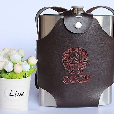 Bình tông CCCP đựng rượu Inox và bao da 3.8L hàng nặng chất lượng, chắc chắn
