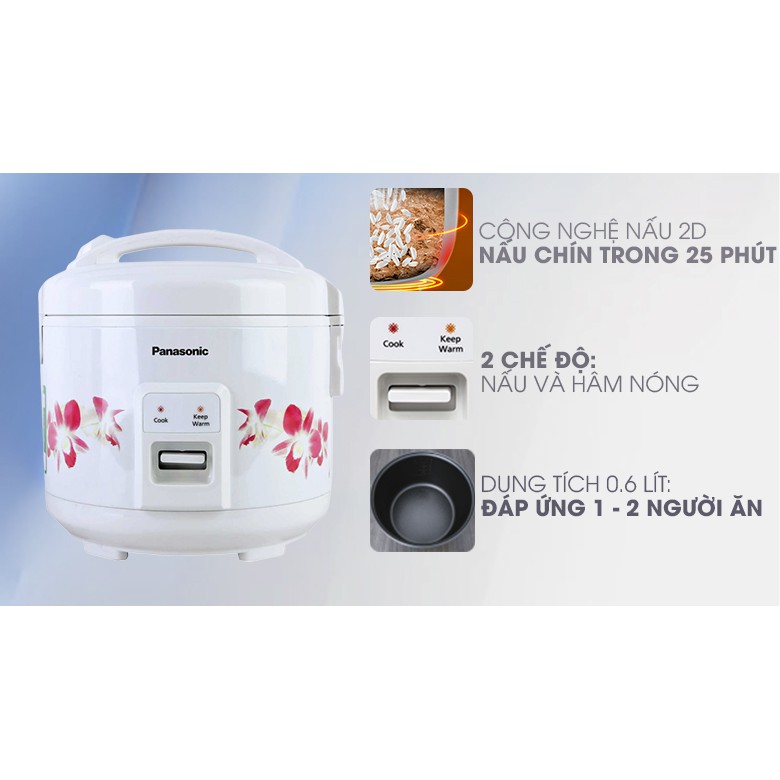 Nồi cơm điện nắp gài Panasonic SR-MVN107HRA 1 lít - Hàng chính hãng