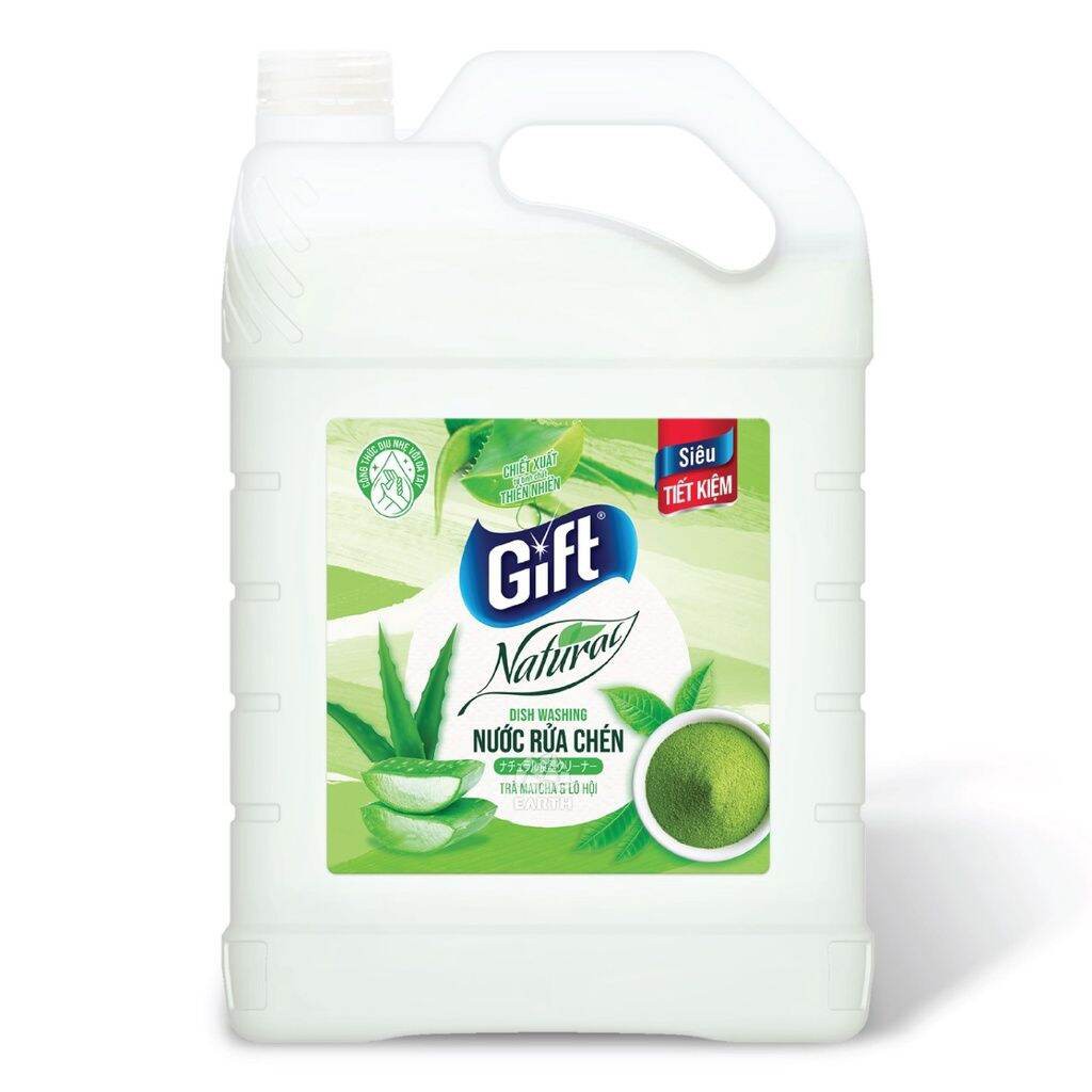 Nước rửa chén Gift thiên nhiên 3.8kg hương Gừng, hương Matcha lô hội, hương Cám gạo Collagen