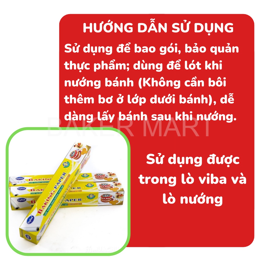 Giấy nến Eufood 30cm x 5m, Giấy nướng bánh không thấm dầu - Dụng cụ làm bánh BAKER MART