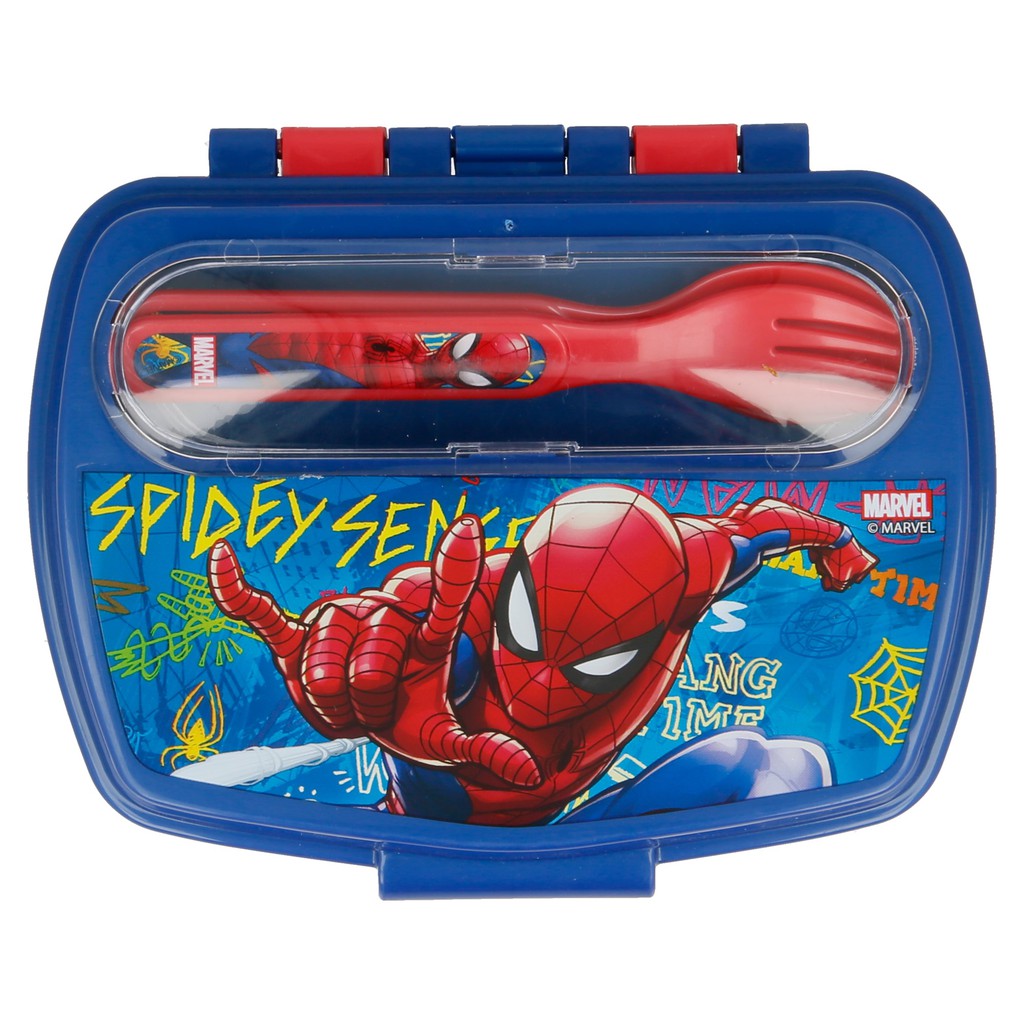 Combo SieuKid Hộp Cơm Kèm Thìa Nĩa Và Bình Nước Easy Sport Tumbler Spider-Man Graffiti 430ml Chính Hãng