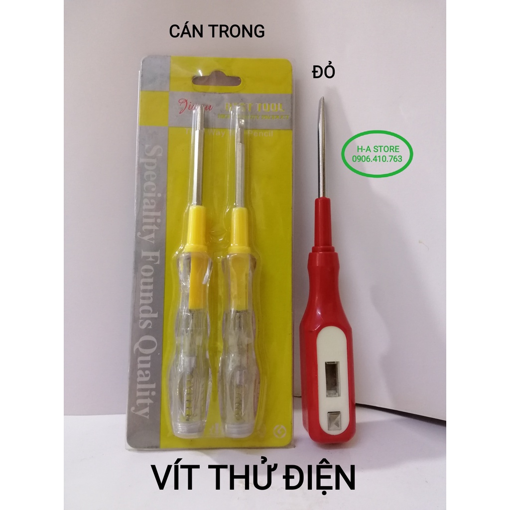 Tua vít thử điện vĩ vàng cán trong / đỏ