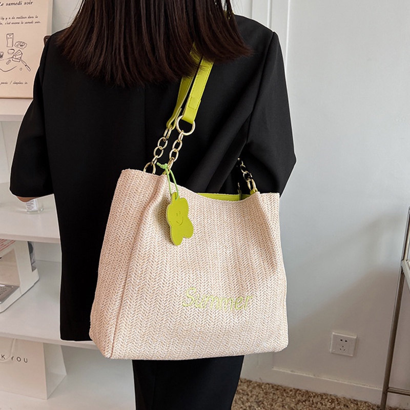 Túi đeo vai IELGY đan sợi cỡ lớn thời trang cho nữ