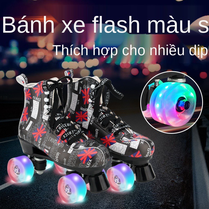 ☽⊕Giày trượt hai hàng giày trượt patin hai hàng dành cho nam và nữ người lớn giày trượt patin bốn bánh trẻ em cho người