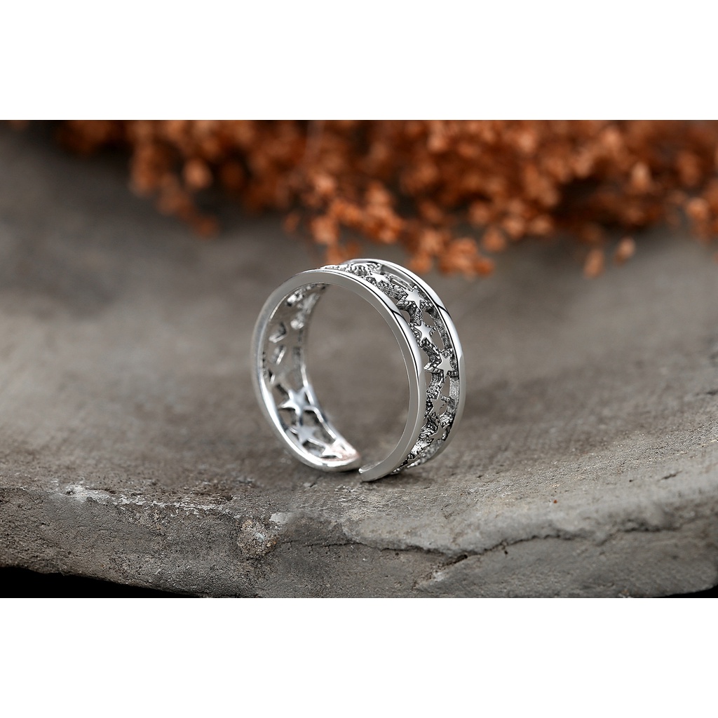 Nhẫn Đôi Màu Đen Bạc Thái Cổ Điển Tùy Chỉnh Thời Trang Thái Lan Dành Cho Nữ Cincin-S1