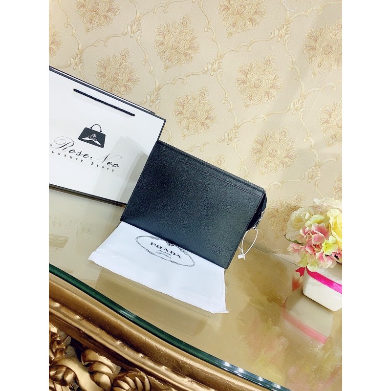 CLUTCH CẦM TAY PRADA UNISEX NAM NỮ ĐỀU DÙNG ĐƯỢC‼️màu đen sần