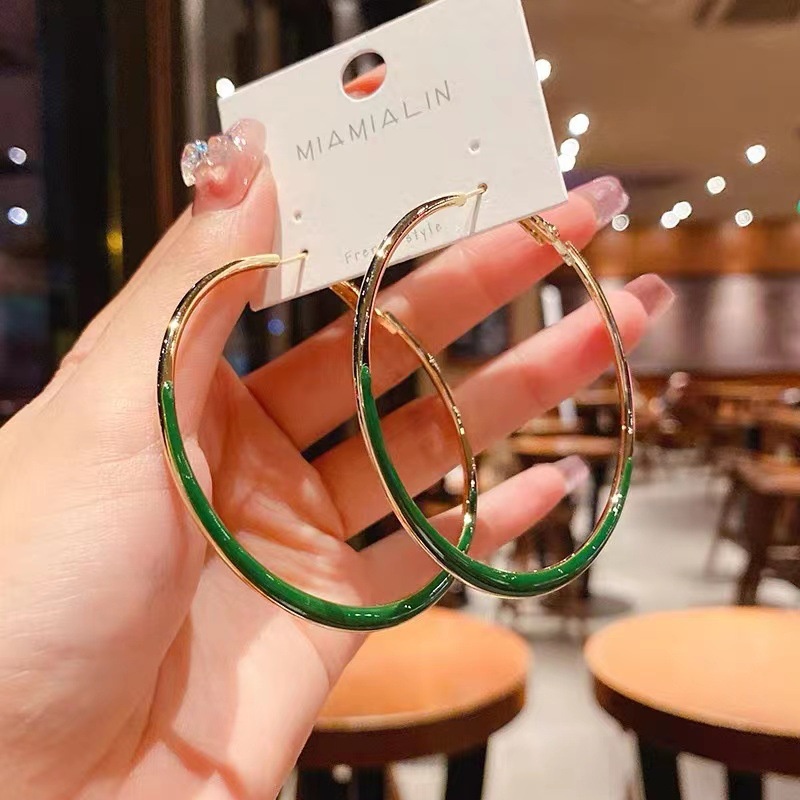 Khuyên tai tròn mạ bạc 925 phong cách Pháp thời trang thanh lịch