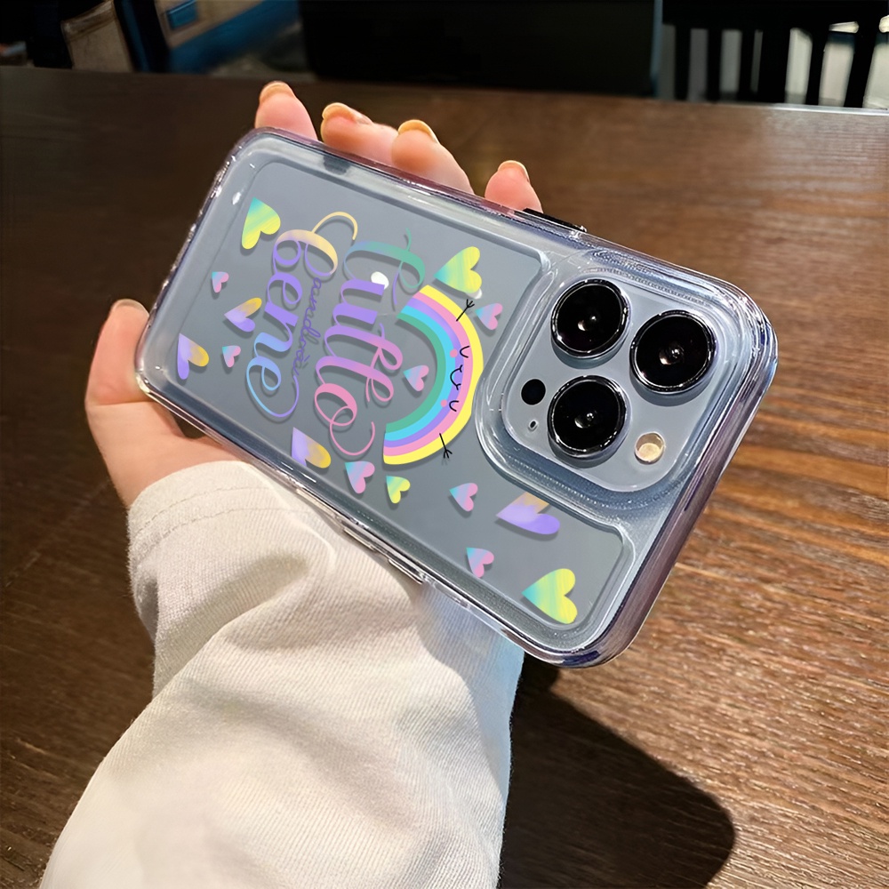 Ốp Điện Thoại Trong Suốt In Chữ Và Cầu Vồng Cho iphone 14 Plus 11 13promax 12 7Plus X XS Max 7 8 SE 2020