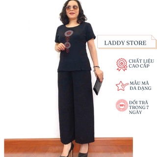 Bộ Đồ Trung Niên Chất Liệu Đũi Cao Cấp Họa Tiết Tròn Dành Cho các Quý Bà 2021 - Laddy Store