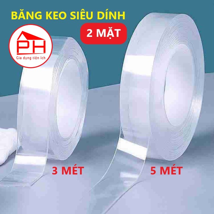 Băng keo siêu dính 2 mặt  cuộn keo dính cường lực dùng đa năng trên mọi bề mặt - Gia dụng Phước Hòa