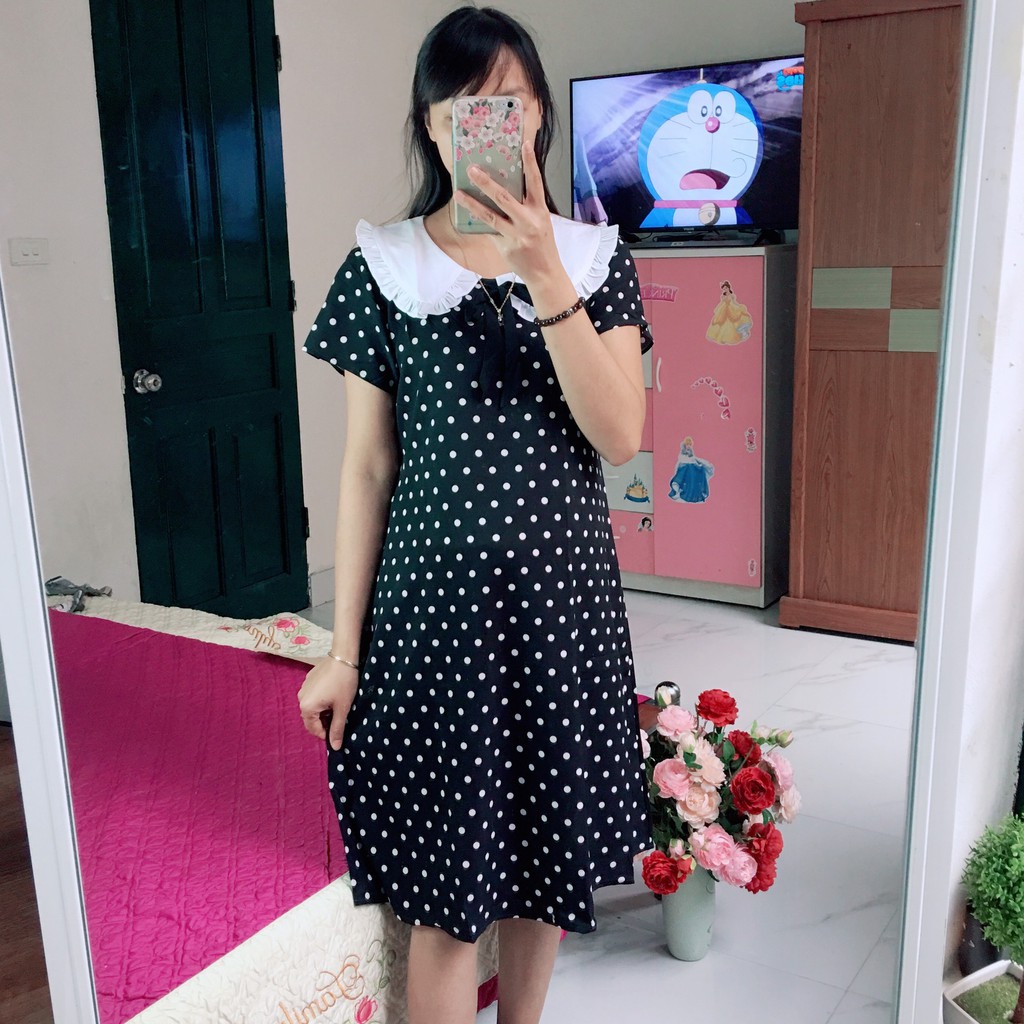 Váy bầu chấm bi đen V05