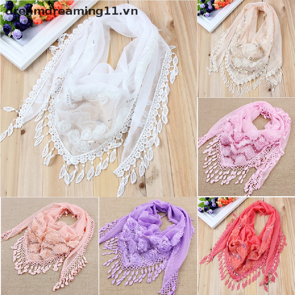 /5047vn11/ Khăn choàng cổ thêu họa tiết bằng lụa phối tua rua cho nữ
 | BigBuy360 - bigbuy360.vn