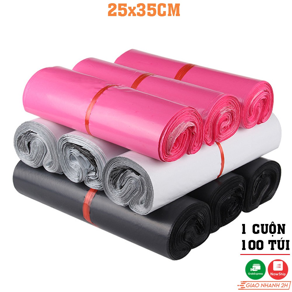 Túi bóng đóng hàng túi gói hàng niêm phong tự dính màu đen size 25x35cm