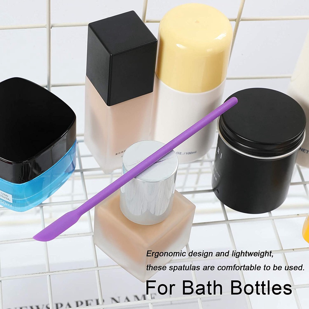 Bộ 4 Dụng Cụ Làm Sạch Lọ / Muỗng / Dao Bằng Silicone Tay Cầm Dài Chống Dính Đa Năng